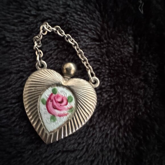 Antique Mini Perfume Bottles Jewelry Rhinestones, Rose Guilloche Enamel - Picture 4 of 12